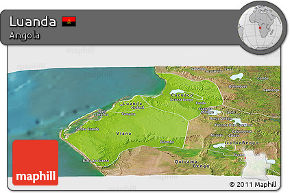 Physical Panoramic Map of Luanda, satellite outside