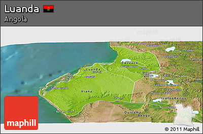 Physical Panoramic Map of Luanda, satellite outside