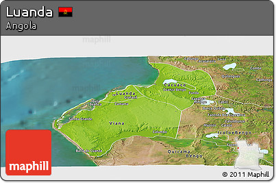 Physical Panoramic Map of Luanda, satellite outside