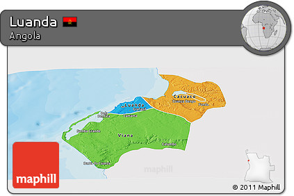 Political Panoramic Map of Luanda, single color outside