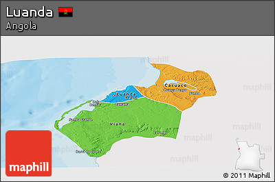 Political Panoramic Map of Luanda, single color outside
