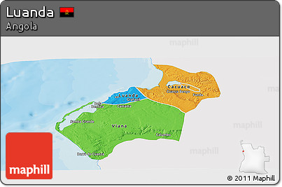 Political Panoramic Map of Luanda, single color outside
