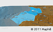 Political Shades Panoramic Map of Luanda, darken