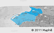 Political Shades Panoramic Map of Luanda, desaturated