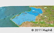 Political Shades Panoramic Map of Luanda, satellite outside
