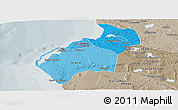 Political Shades Panoramic Map of Luanda, semi-desaturated