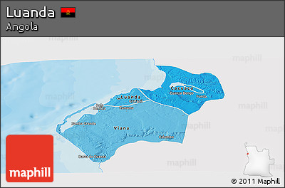 Political Shades Panoramic Map of Luanda, single color outside
