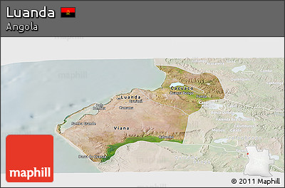 Satellite Panoramic Map of Luanda, lighten