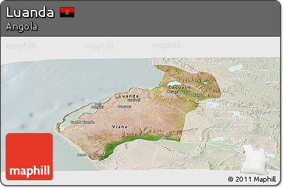 Satellite Panoramic Map of Luanda, lighten