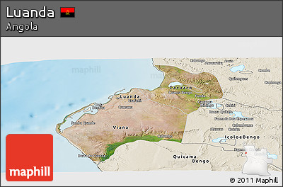 Satellite Panoramic Map of Luanda, shaded relief outside