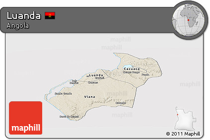 Shaded Relief Panoramic Map of Luanda, cropped outside