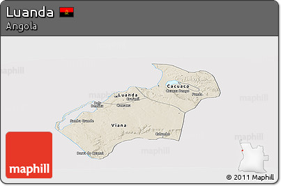 Shaded Relief Panoramic Map of Luanda, cropped outside