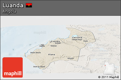 Shaded Relief Panoramic Map of Luanda, lighten