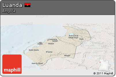 Shaded Relief Panoramic Map of Luanda, lighten