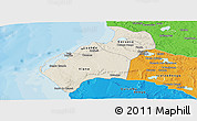 Shaded Relief Panoramic Map of Luanda, political outside