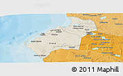 Shaded Relief Panoramic Map of Luanda, political shades outside