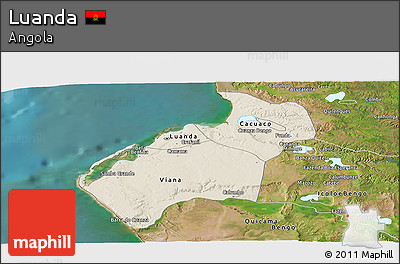 Shaded Relief Panoramic Map of Luanda, satellite outside