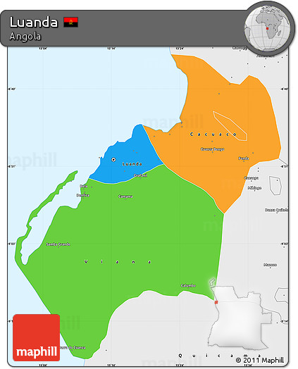 Political Simple Map of Luanda, single color outside, borders and labels