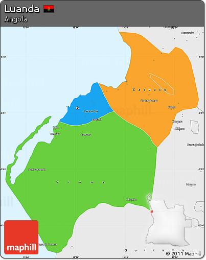 Political Simple Map of Luanda, single color outside, borders and labels
