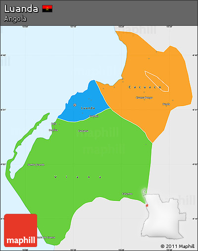 Political Simple Map of Luanda, single color outside