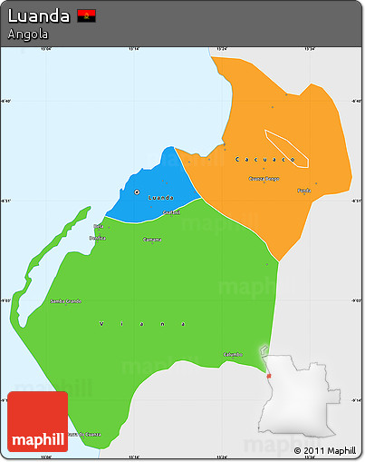 Political Simple Map of Luanda, single color outside