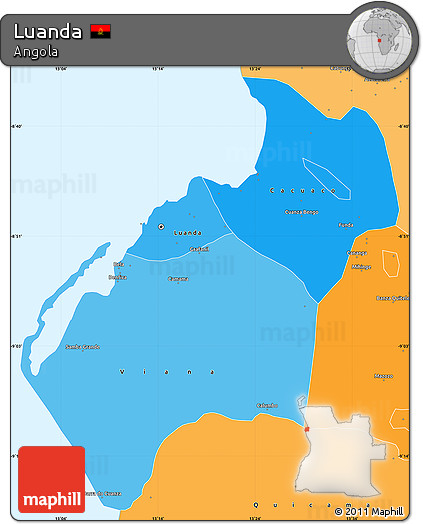 Political Shades Simple Map of Luanda