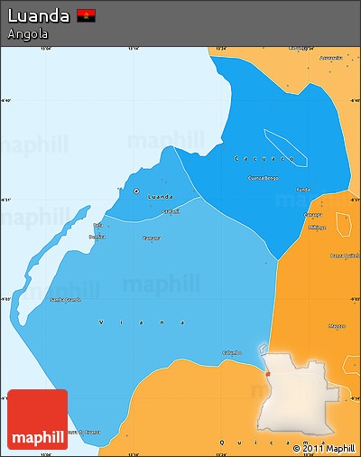 Political Shades Simple Map of Luanda