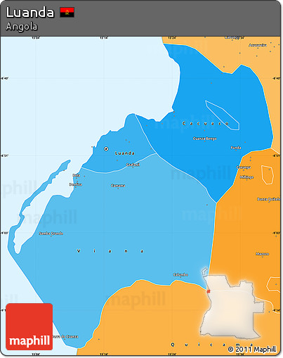 Political Shades Simple Map of Luanda