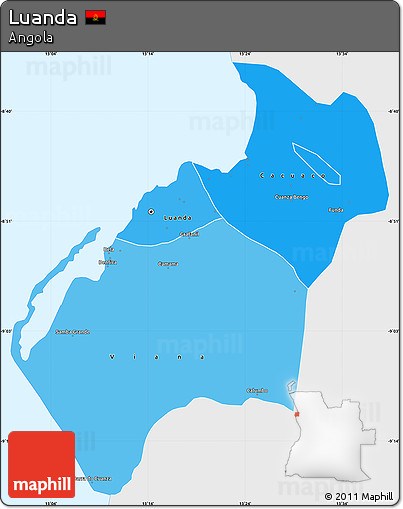 Political Shades Simple Map of Luanda, single color outside