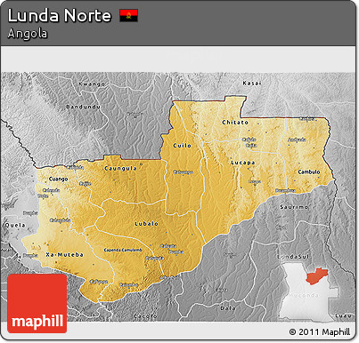 Physical 3D Map of Lunda Norte, desaturated