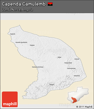 Classic Style 3D Map of Capenda Camulemb, single color outside