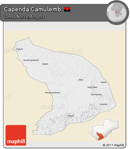 Classic Style 3D Map of Capenda Camulemb, single color outside