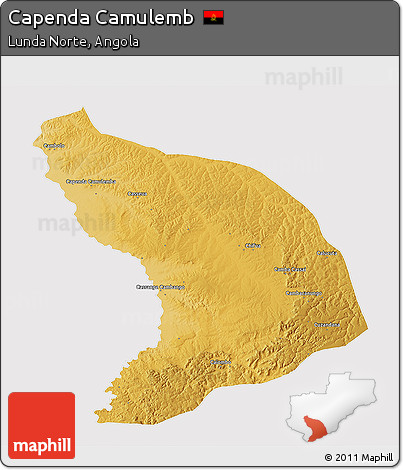 Physical 3D Map of Capenda Camulemb, cropped outside