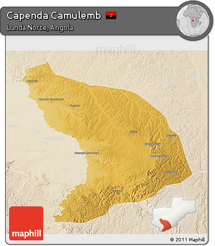 Physical 3D Map of Capenda Camulemb, lighten