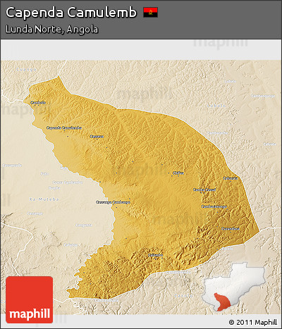 Physical 3D Map of Capenda Camulemb, lighten