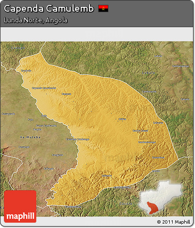 Physical 3D Map of Capenda Camulemb, satellite outside