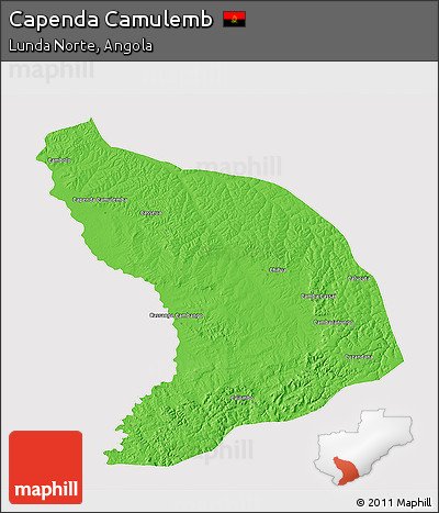 Political 3D Map of Capenda Camulemb, cropped outside