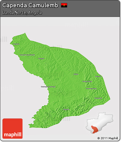 Political 3D Map of Capenda Camulemb, single color outside