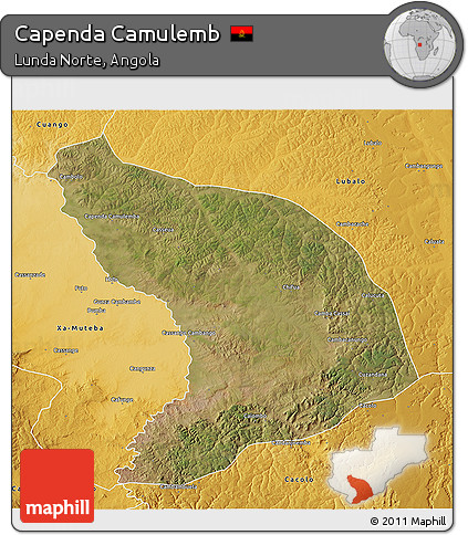 Satellite 3D Map of Capenda Camulemb, physical outside