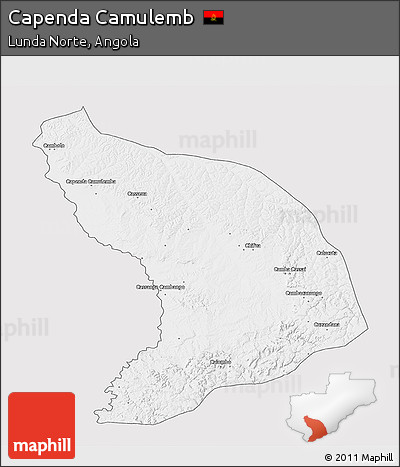 Silver Style 3D Map of Capenda Camulemb, single color outside