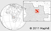 Blank Location Map of Capenda Camulemb, highlighted country