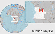 Gray Location Map of Capenda Camulemb, highlighted country, highlighted parent region, within the entire country, hill shading