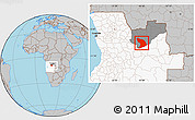 Gray Location Map of Capenda Camulemb, highlighted country, highlighted parent region