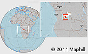 Gray Location Map of Capenda Camulemb, highlighted parent region, within the entire country, hill shading