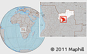 Gray Location Map of Capenda Camulemb, highlighted parent region, hill shading