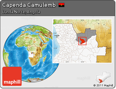 Physical Location Map of Capenda Camulemb, highlighted country, highlighted parent region