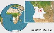 Satellite Location Map of Capenda Camulemb, highlighted country, within the entire country