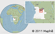 Savanna Style Location Map of Capenda Camulemb, highlighted country, highlighted parent region, within the entire country, hill shading