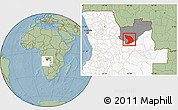 Savanna Style Location Map of Capenda Camulemb, highlighted country, highlighted parent region, hill shading