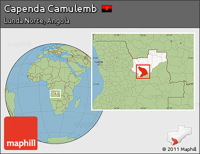 Savanna Style Location Map of Capenda Camulemb, highlighted parent region